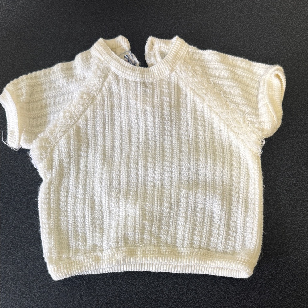 Cream Knit Short Sleeve Sweater Top vintage 80’s